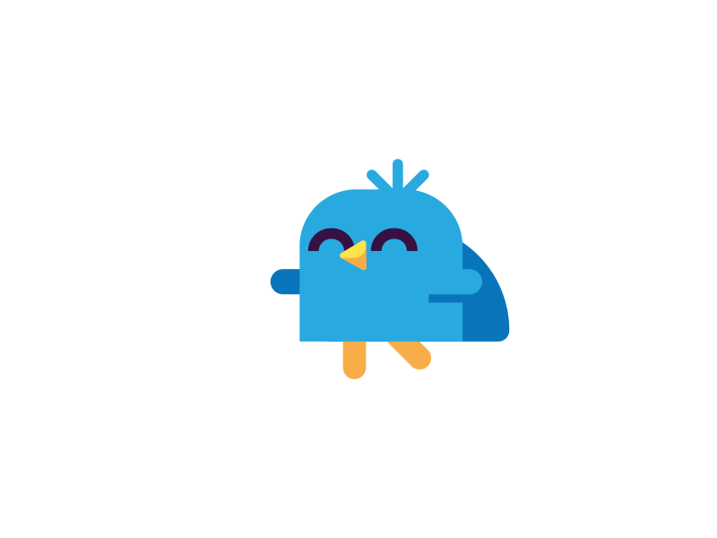 gira que gira bird blue cute geometric gif happy motion vector yellow