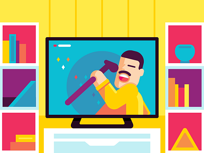 Freddie cool fan art geometric man purple singer tv vector yellow