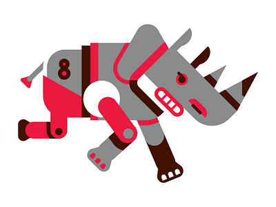 Rinoceronte angry animal geometric gray helbetico horn red rhino vector