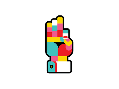 F f flat geometric hand illustration sticker design vector