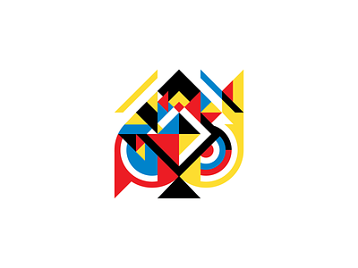 Ace of Spades ace of spades bauhaus blue geometric illustration red vector yellow