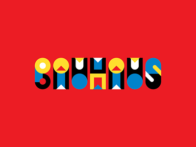 Bauhaus blue fun geometric logo red vector yellow