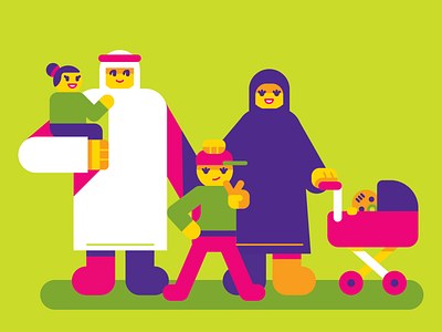 Familia Emirati baby cool cute emirati family geometric happy uae vector