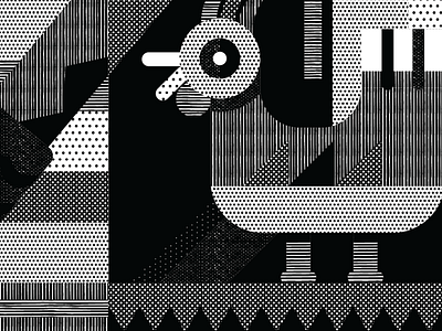 Pollo (Guacamelee illustration crop) animal black and white chicken geometric texture vector