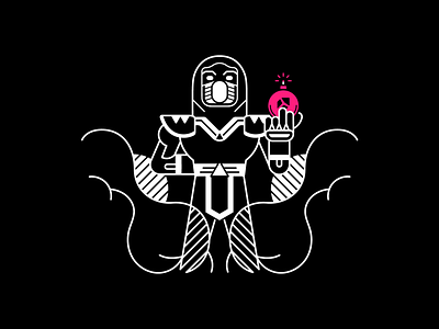 Ninja blackandwhite bomb character geometric ninja pink smoke vector