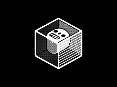 Freeze blackandwhite cube freeze geometric inktober skull vectober vector