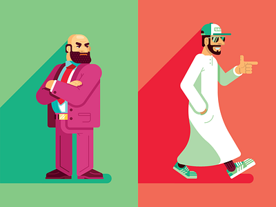 Mindsets (2/2) angry characters emirati green happy mindsets persona purple red uae vector
