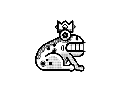 Enchanted black and white crown frog geometric inktober king loco vectober vector