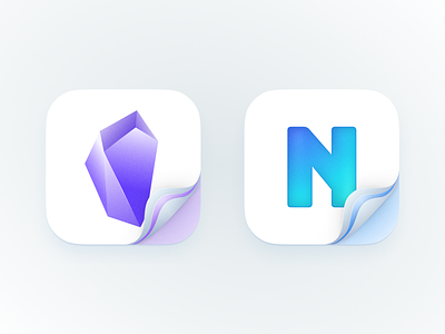 Notion and Obsidian app icons exploration app icon concept ui