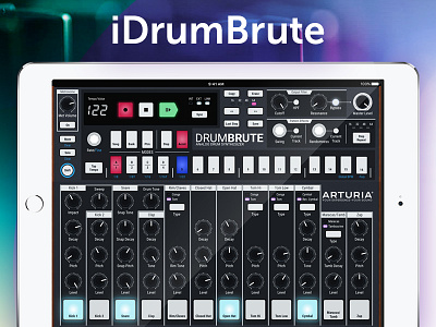 Arturia DrumBrute iPad concept + free Sketch file analog app arturia drummachine ipad knobs music resources sketch ui