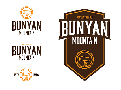 Bunyan Mountain Logos axe identity logo maple syrup wood