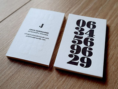 Personal business card artworker business business card designer freelance joram letterpress typography
