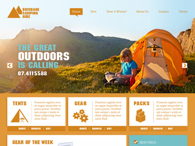 Brisbane Camping Hire and branding design website