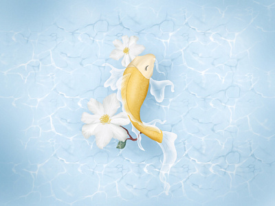 Little gold fish goldfish illustration procreate