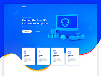 Insurance Company 3d design insurance isometric landing web