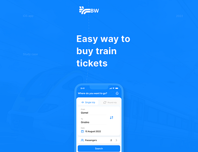 Mobile app for buying train tickets - UX/UI app design graphic design homescreen main page railways travel ui ux