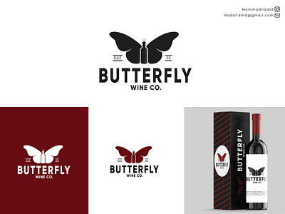 BUTTERFLY WINE CO. LOGO DESIGN app branding design graphic design illustration logo typography ui ux vector