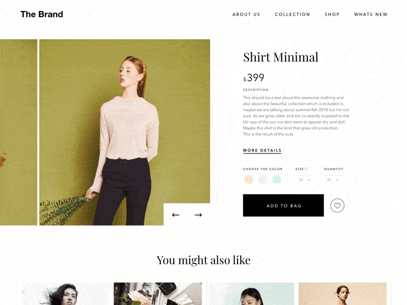 Fashion E-Commerce - micro interaction digital design e commerce fashion graphic interaction layout minimal product page shop slider ui white space