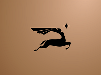 Schwungvoll art deco centaur dream logo mark pegasus star unicorn
