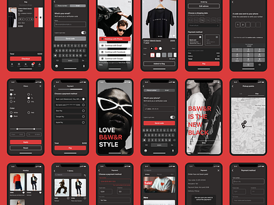 Mobile App I Black-White-Red clothes I UX/UI design ❤️🤍🖤 app apple blackandwhite branding design fashion ios mobile mobile app redcolors ui uxui uxui app