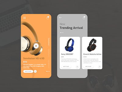 Online Product - Mobile UI adobe xd head phone mobile ui products