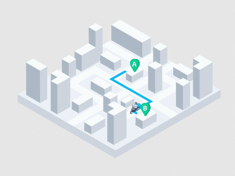 Isometric City Delivery App Tracking Motorcicle [Lottie File]