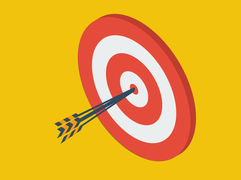 Marketing double arrow achieving bullseye [Lottie File]