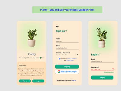 Planty - Login and Sign up Page.