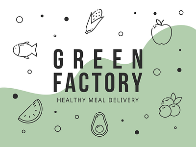 BRANDING FOR HEALTHY MEAL DELIVERY SERVICE "GREEN FACTORY" branding design food food delivery graphic design health healthy illustration line art logo minimalism organic