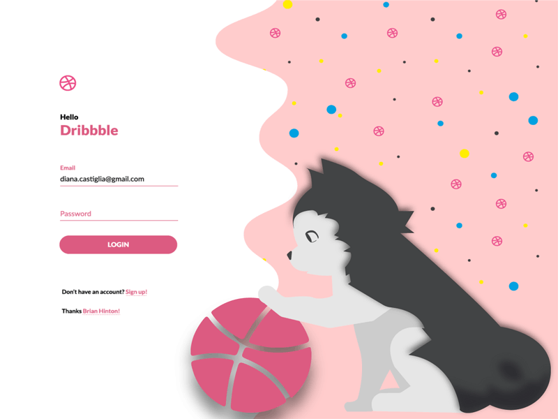 Hello Dribbble basket challenge dog dribbble hello kuroko pink sign in ui ux