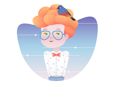 Bird Boy bird boy character design cute fabulous freckles glasses hair illustration sweet