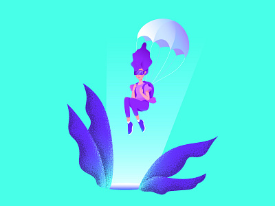 VR Jump character clean design experience flat girl illustration parachute ui vector vr web