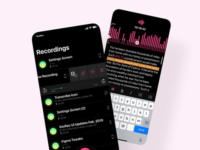 Voice Transcription and Recorder App app dark dark app dark ui ios mobile mobile ui onboarding record recording ui ux