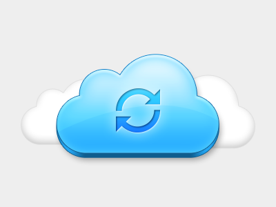 Cloud sync blue cloud gloss icon soft sync