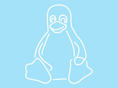 Tux Line Art blue line art lineart linux penguin