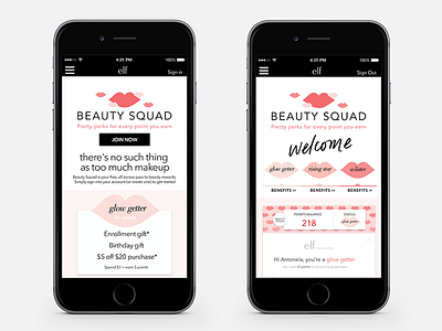 Beauty Squad beauty cosmetics mobile ui ux web web design
