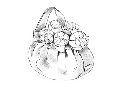 Bag with peonies