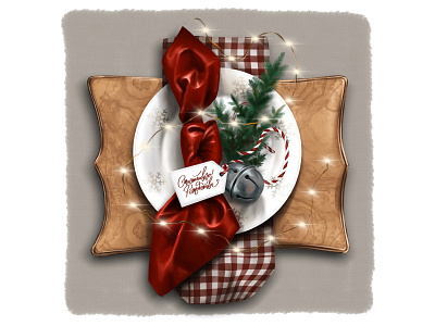 Table setting for Christmas artist design graphic design hand drawn illustration