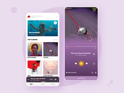 Music App Design - concept app design dailyui dailyuichallange design figma interaction design minimal music app ui ui ux ux