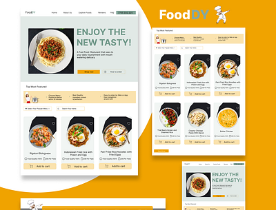 FoodDY Restaurant Website and Landing page design figma mobil app typography ui ux website design