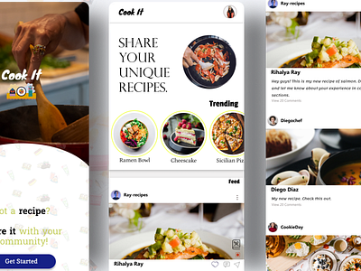 Cook It - food recipe sharing app app branding design graphic design illustration logo typography u ui vector