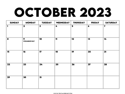 October 2023 Calendar with Holidays