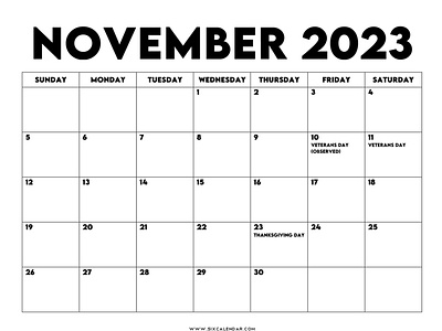 November 2023 Calendar with Holidays 2023 calendar holidays