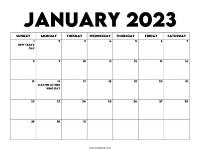 January 2023 Calendar Printable by Victoria R. Leeds on Dribbble