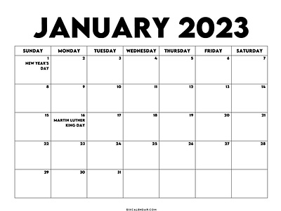 January 2023 Calendar Printable