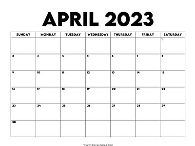 April 2023 Calendar Printable