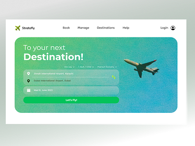 Stratofly Landing Page airline branding dailyui dailyui003 homepage ios landing page landingsite ui ui ux uidesign uiux user interface web web design webdesign webpage website