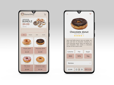 Donut app android app branding design donut food graphic design ios iphone logo mobile phone recipe shop ui ux