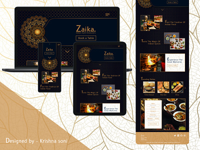 Zaika - Indian Style Restaurant app branding design fully responsive design hotel jaipur responsive restaurant restaurant website design typography ui ux vector zaika