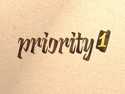 Calligraphic Logo «Priority 1» calligraphy font lettering logo sketch type design